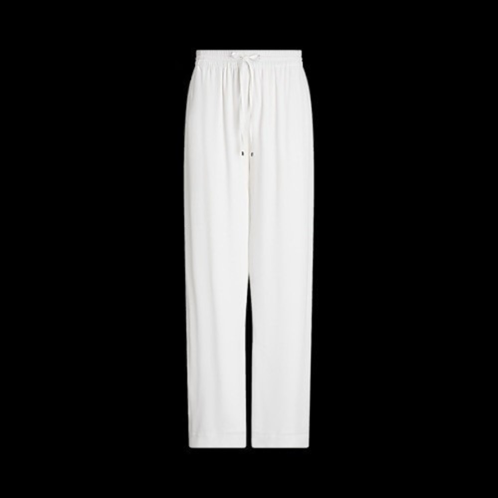 NWOT Women's Lauren Ralph Lauren Twill Wide Leg Drawstring Pants Bone White XXL